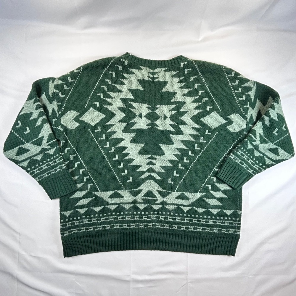 Wonderly Women's Aztec Retro Sweater Green Size 2X Southwest Pattern Cabincore